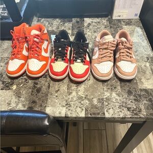 Dunk High and low top Sneakers in Orange, Red, and Pink